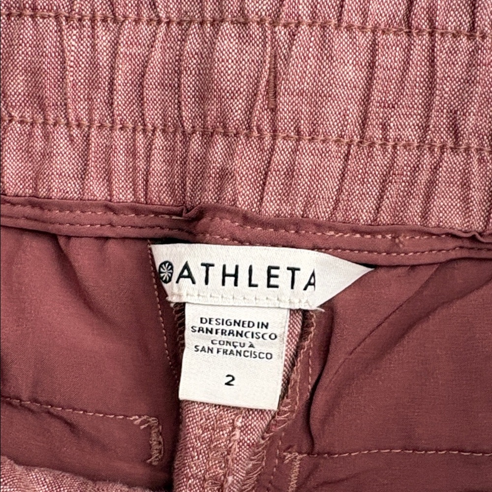 Athleta Cabo Linen Wide Leg Pants Trousers Elasticated Drawstring Waist in  Rose - Picture 4 of 6